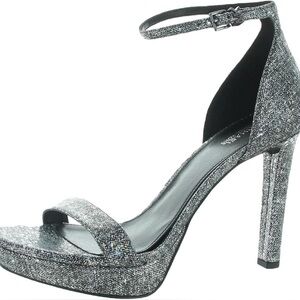 Michael Michael Kors Womens Margot Solid Dress Heels- Gray Silver